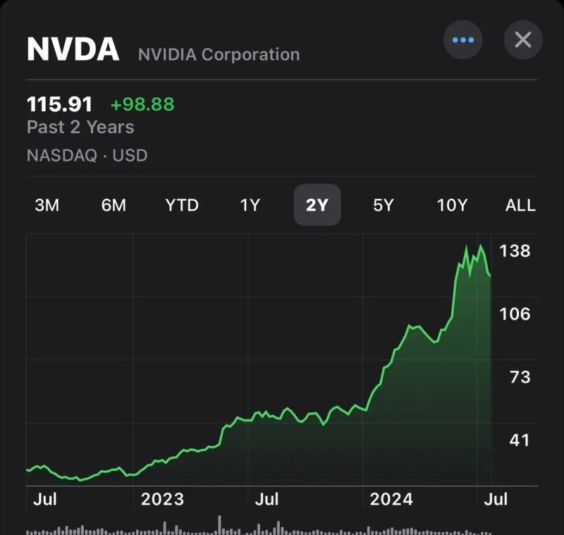 NVIDIA share price chart 2022 to 2024 illustrating outdated data risks