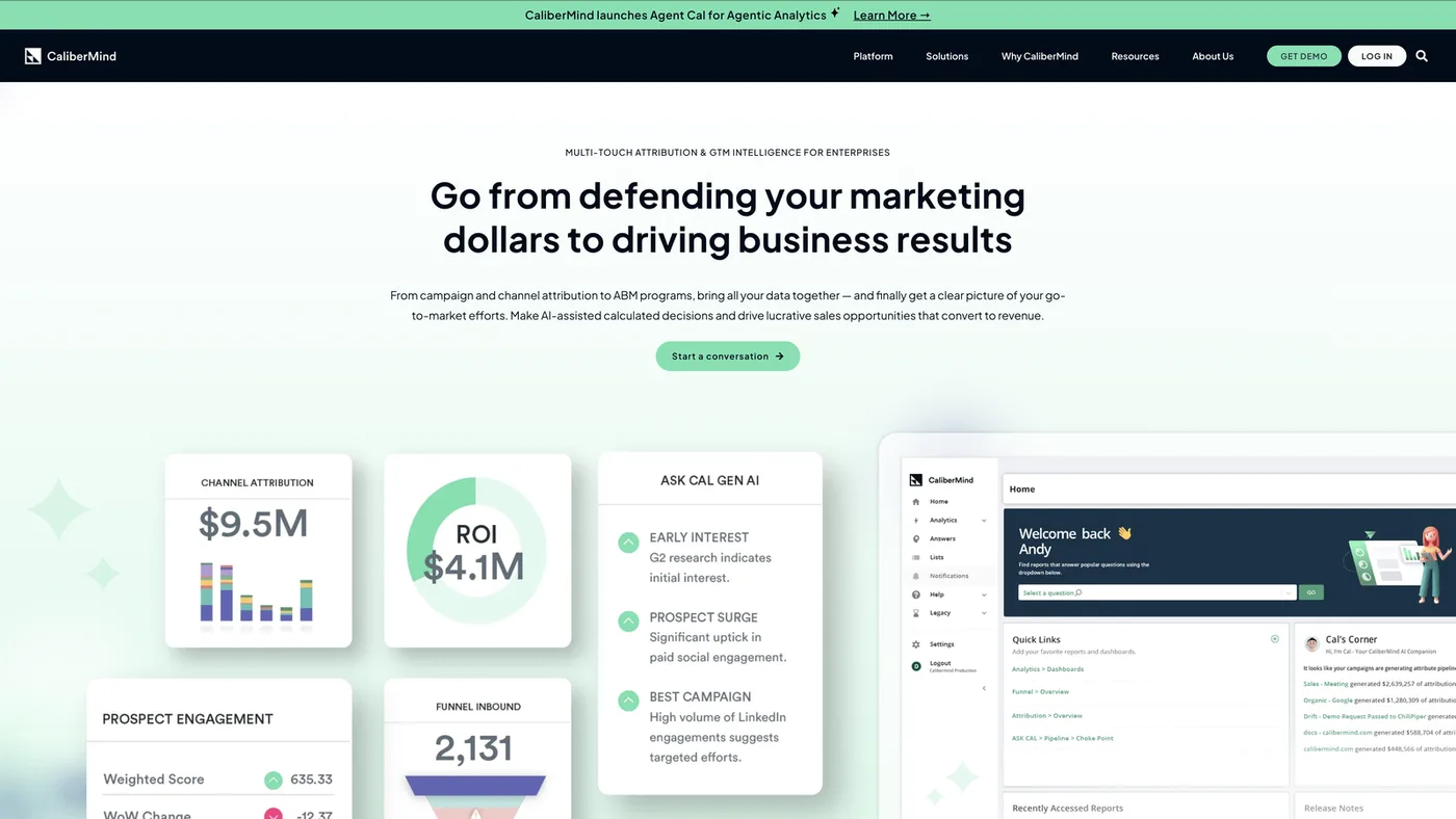 Calibermind enterprise B2B attribution platform