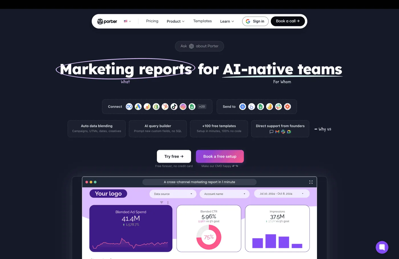 Porter Metrics no-code reporting platform